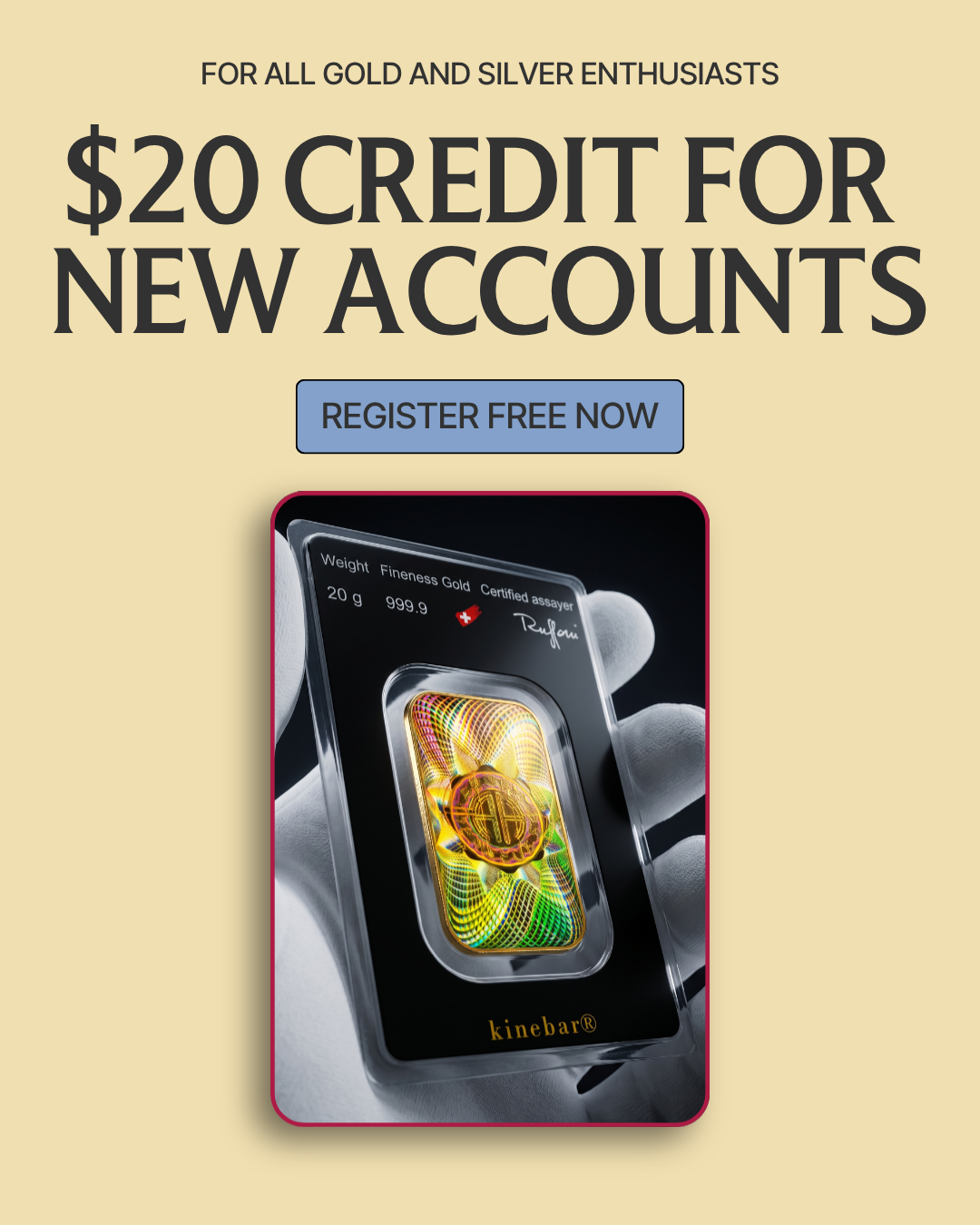 Open an account. $20 on the house to begin.